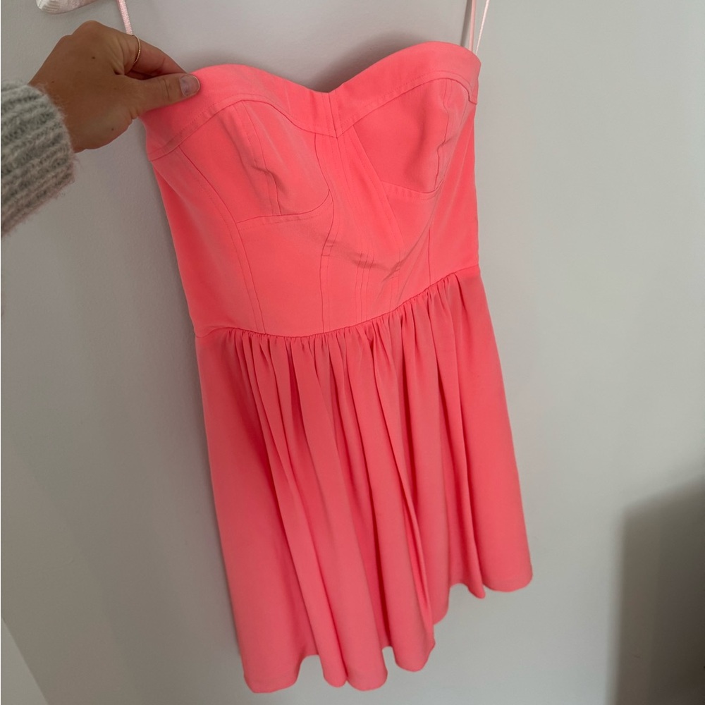 Rebecca Taylor Strapless Pink Silk Dress